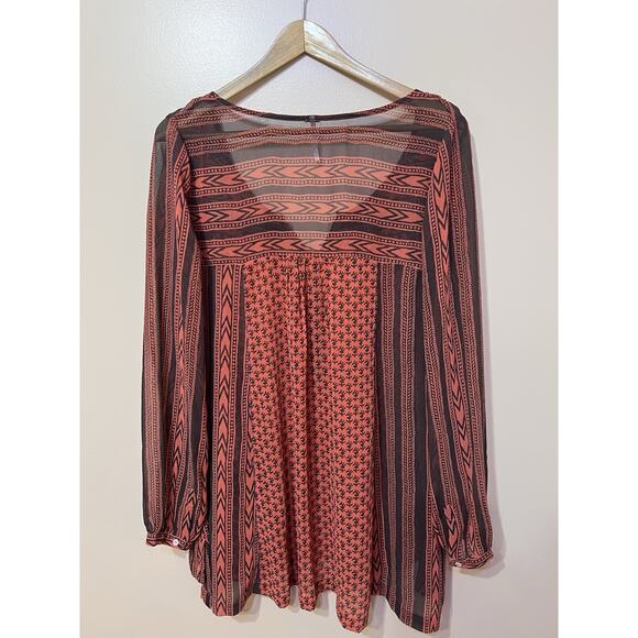 Free People Sheer top Womens button pullover top Boho Hippie sequin beads pocket - Picture 6 of 6